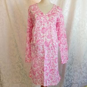 Lands' End Pink and White Beach Cover-up